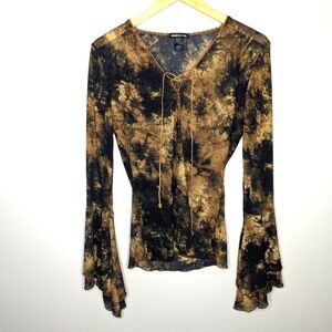 Y2K Misdemeanor Western Acid Wash Flowy Sleeve woman's large